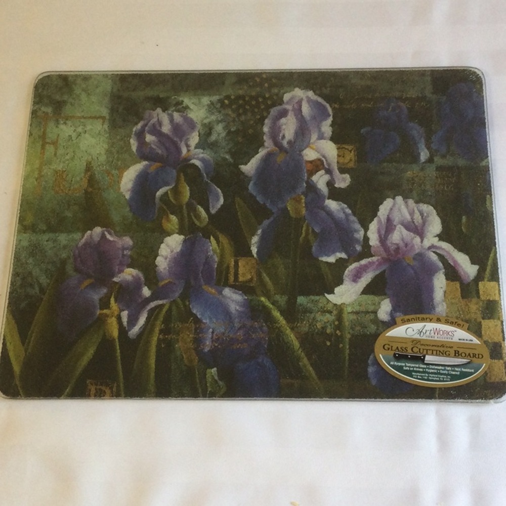 Decorative glass cutting board floral large